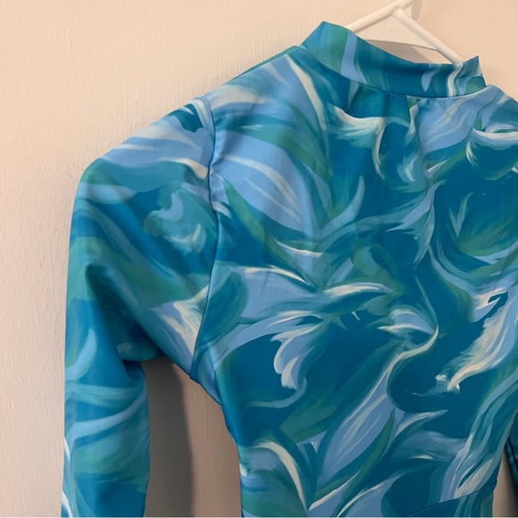 NWT AXESEA Rash Guard Long Sleeve One Piece Swimsuit Zip Bathing Suit Blue 4 - Picture 4 of 12